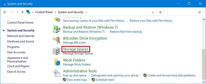Control Panel Storage Space
