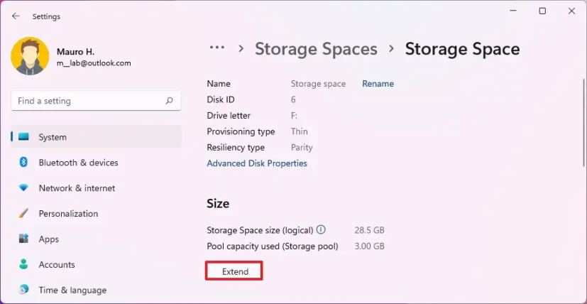 Extend Storage Spaces